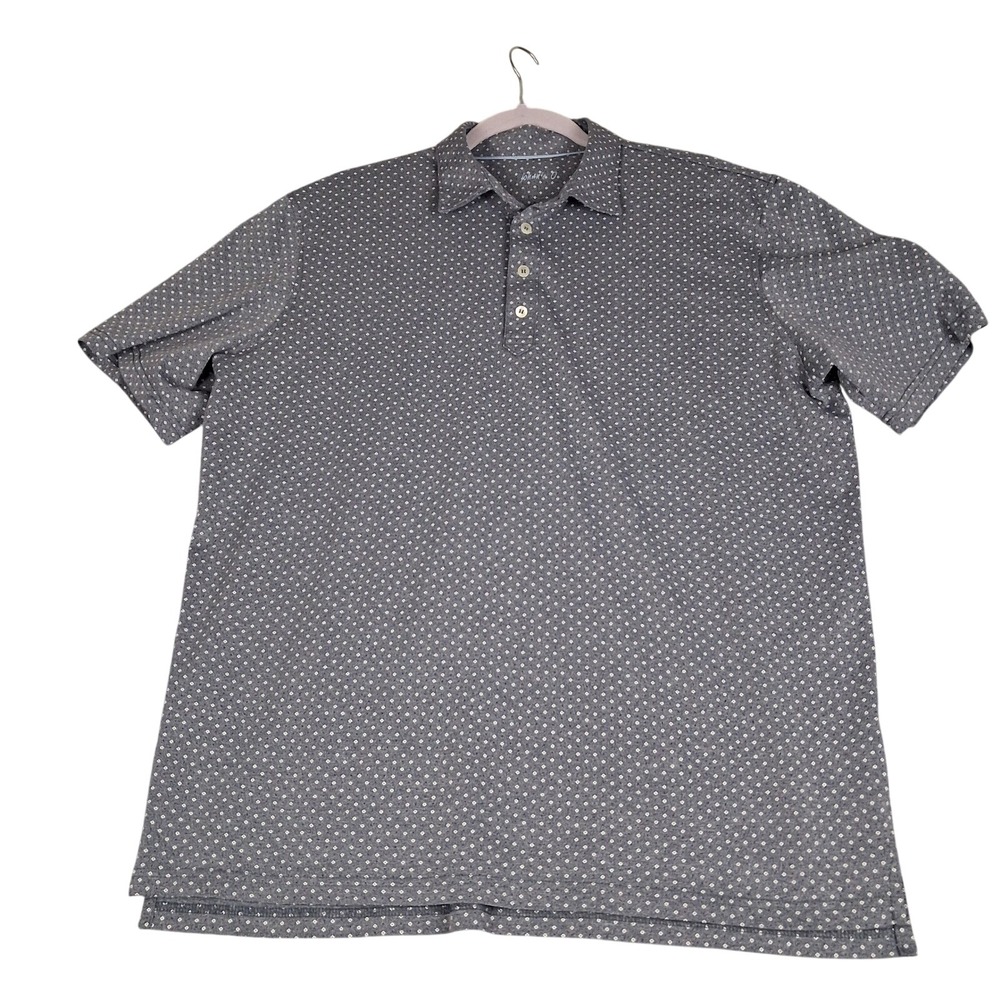 Johnnie-O Polo Shirt Mens XL Blue Geometric Quail Hollow Country Club Golf